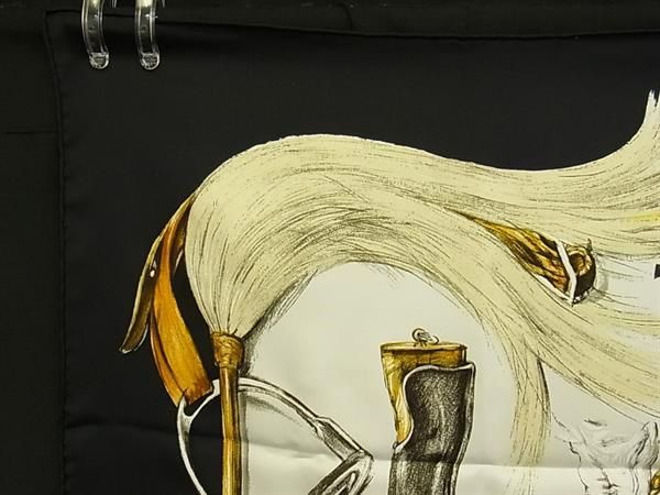 Hermes a Propos de Bottes About Carre 90 Silk 100% Large Scarf Black — view 3