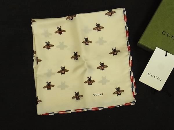 Gucci Bee Scarf Pocket Square Ivory