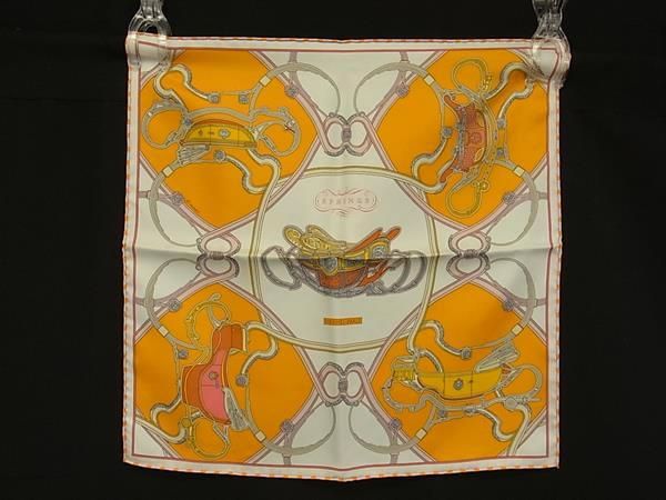 Hermes Springs Carre 40 Petit Gavroche Silk 100% Pocket Square Orange — view 2