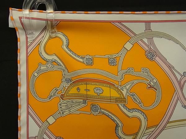 Hermes Springs Carre 40 Petit Gavroche Silk 100% Pocket Square Orange — view 3