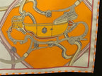 Hermes Springs Carre 40 Petit Gavroche Silk 100% Pocket Square Orange — view 4