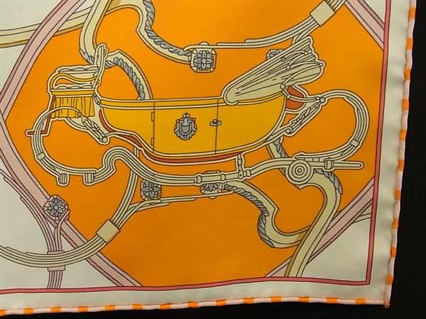 Hermes Springs Carre 40 Petit Gavroche Silk 100% Pocket Square Orange — view 4