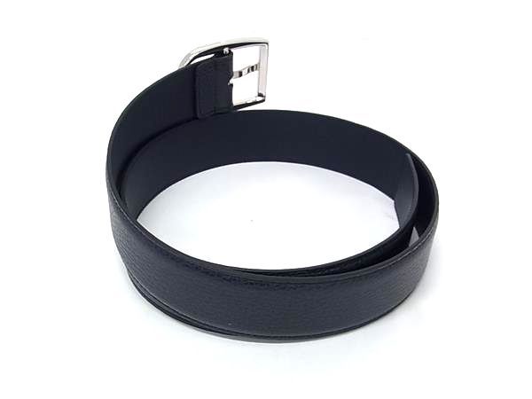 Gucci Leather Silver 85 34 Dark Navy Belt — view 2