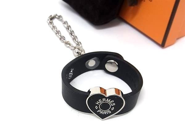 Hermes Leather Silver Glove Holder Black Gloves