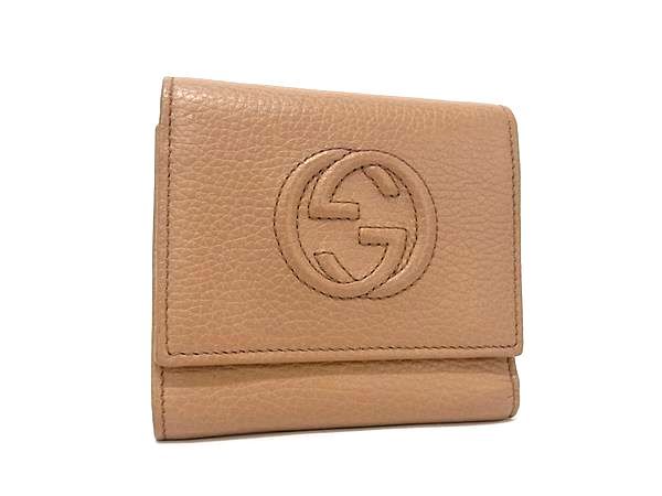 Gucci Interlocking Leather Trifold Wallet Brown