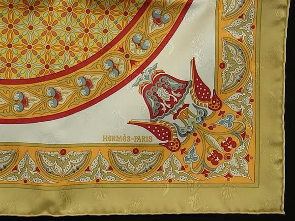 Hermes Ciels Byzantins Byzantine Carre 90 Silk Large Scarf Shawl Beige — view 4