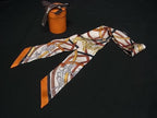 Hermes Harnais Legendaire Legendary Twill Silk 100% Ribbon Scarf Ivory