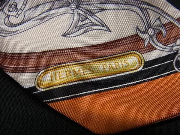 Hermes Harnais Legendaire Legendary Twill Silk 100% Ribbon Scarf Ivory — view 3