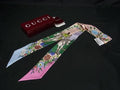 Gucci Flora Silk 100% Flower Ribbon Scarf Pink Multicolor