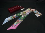 Gucci Flora Silk 100% Flower Ribbon Scarf Pink Multicolor