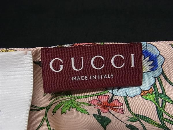 Gucci Flora Silk 100% Flower Ribbon Scarf Pink Multicolor — view 3