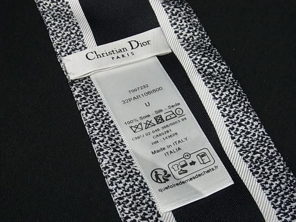 Dior Plan de Paris Mitzah Silk 100% Ribbon Scarf Black White — view 4