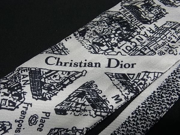Dior Plan de Paris Mitzah Silk 100% Ribbon Scarf Black White — view 3