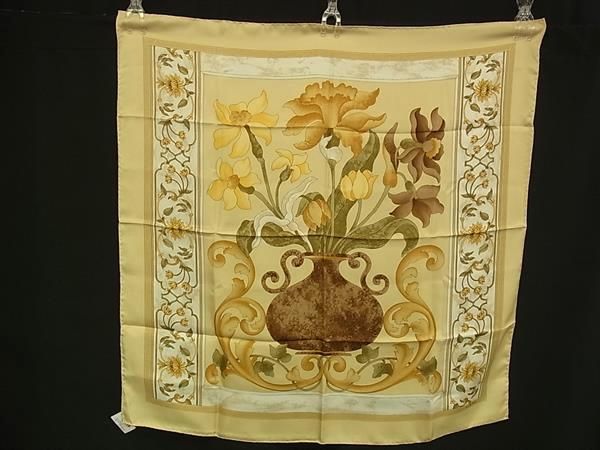 Loewe Silk 100% Flower Large Scarf Shawl Beige Multicolor
