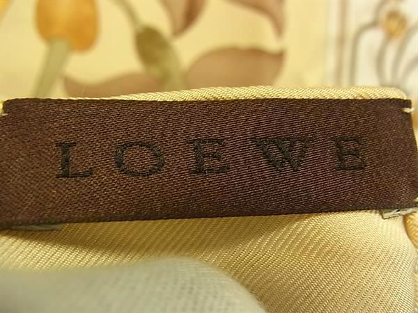 Loewe Silk 100% Flower Large Scarf Shawl Beige Multicolor — view 4