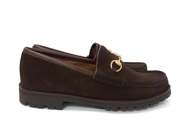 Gucci 101 Horsebit Suede Loafers 7.5 Shoes Brown — view 2