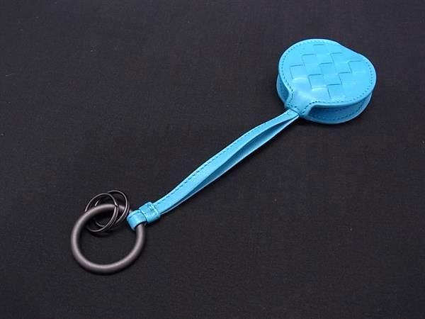 Bottega Veneta Intrecciato Leather Mirror Key Ring Key Holder Blue — view 2