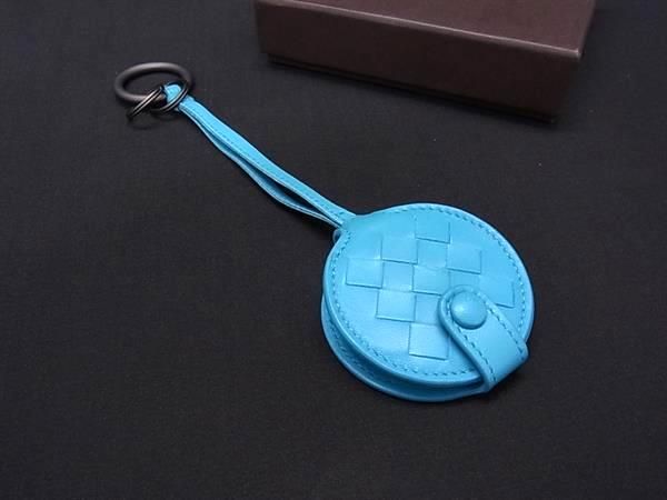 Bottega Veneta Intrecciato Leather Mirror Key Ring Key Holder Blue