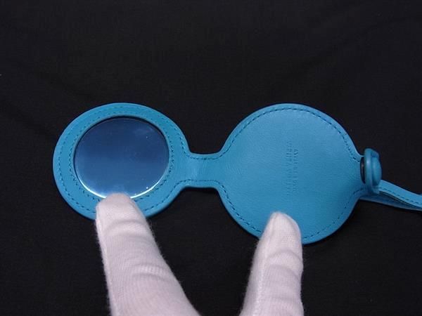 Bottega Veneta Intrecciato Leather Mirror Key Ring Key Holder Blue — view 3