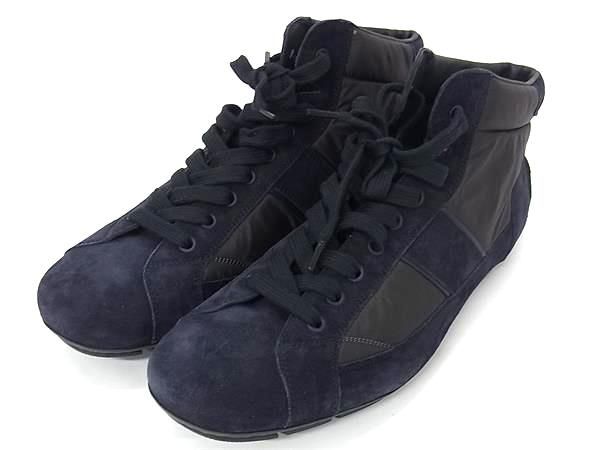Prada Sports Tessuto Nylon Suede High Cut Sneakers 8 Shoes Brown