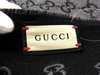 Gucci Double Jacquard GG Wool Scarf Shawl Gray Black — view 3