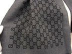 Gucci Double Jacquard GG Wool Scarf Shawl Gray Black — view 2