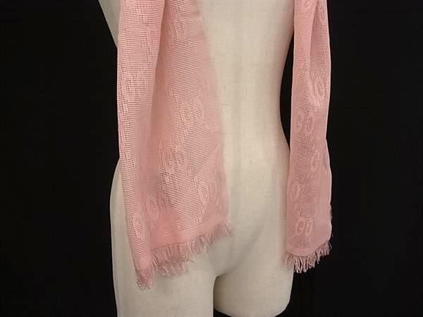 Gucci GG Pattern 52% Wool Silk 48% Shawl Pink Scarf — view 2