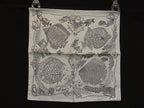 Hermes Petit Carre Gavroche Silk 100% Fish Pattern Scarf White Black