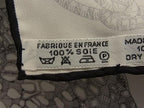 Hermes Petit Carre Gavroche Silk 100% Fish Pattern Scarf White Black — view 6