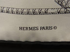 Hermes Petit Carre Gavroche Silk 100% Fish Pattern Scarf White Black — view 4
