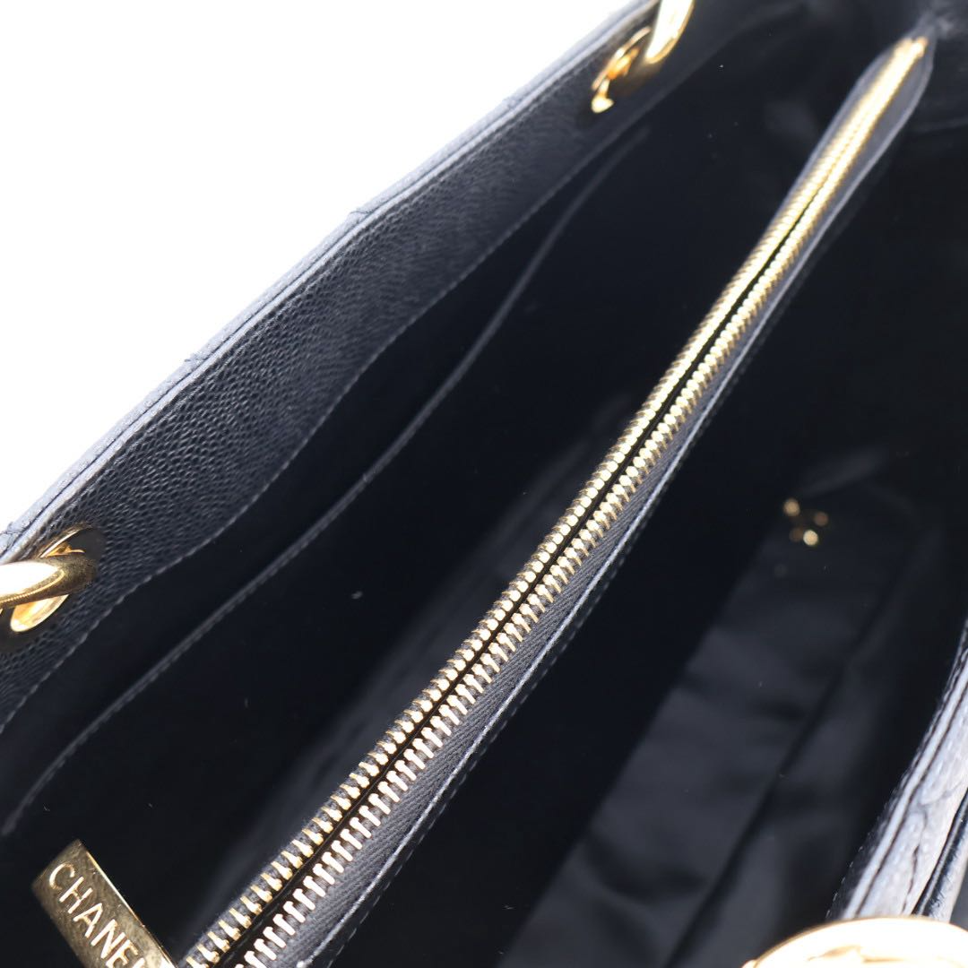 Chanel Quilted Grand Shopping Tote GST Leather Black — view 8