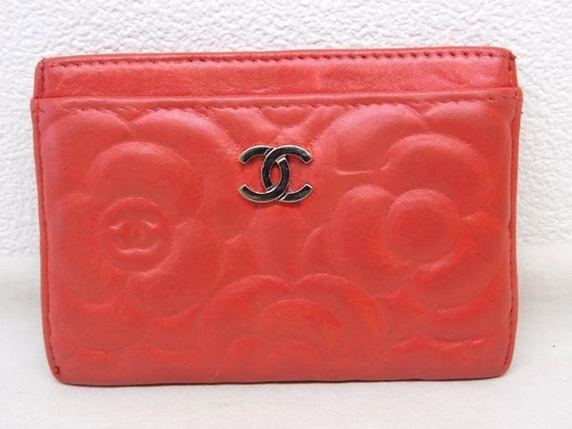 Chanel Card Case Camellia Leather Pink Re Color Business Holder