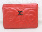 Chanel Card Case Camellia Leather Pink Re Color Business Holder