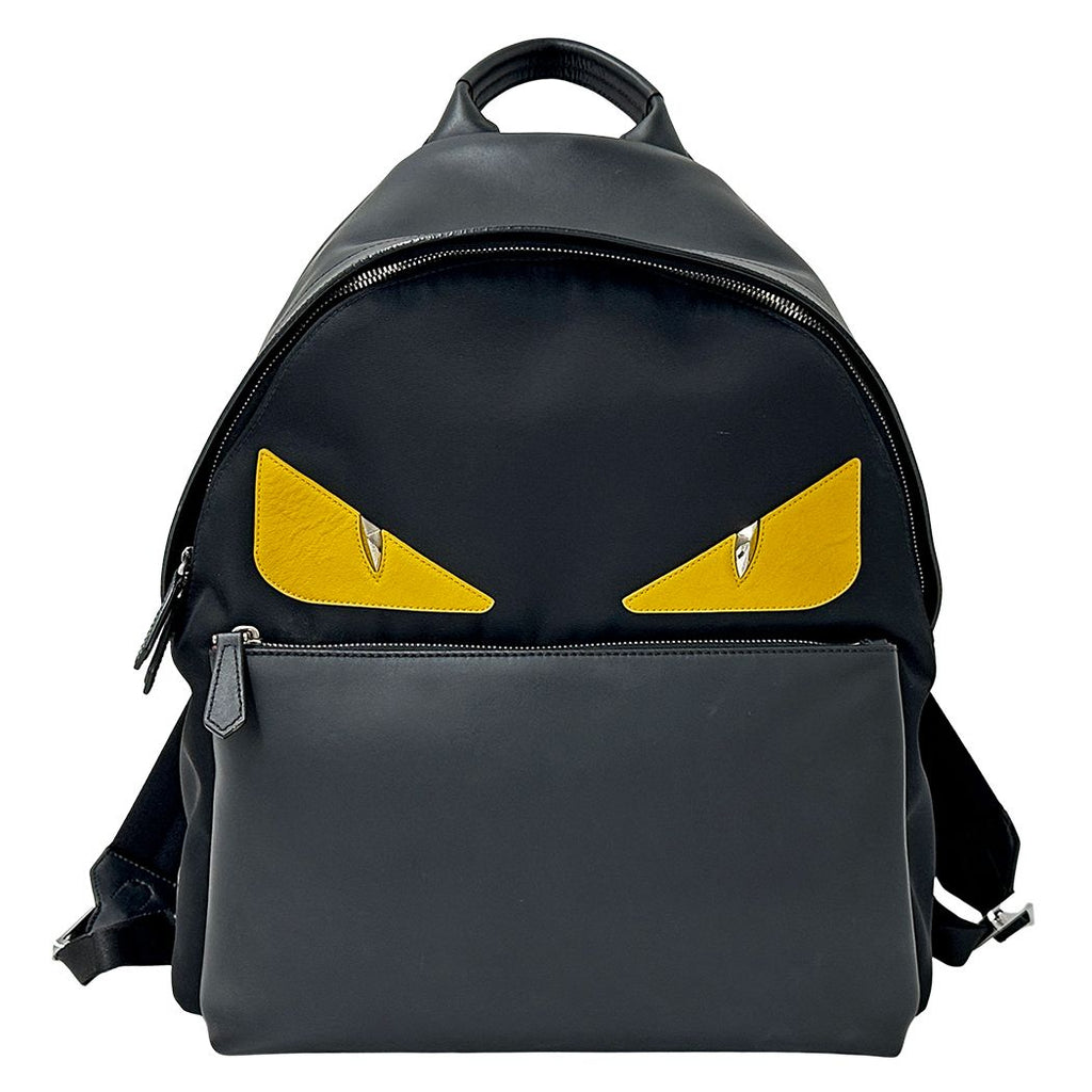 Fendi Bugs Eye Backpack Nylon Leather Black