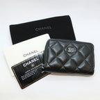 Chanel Ten Quilted Coin Case Lambskin Purse All Black — view 6