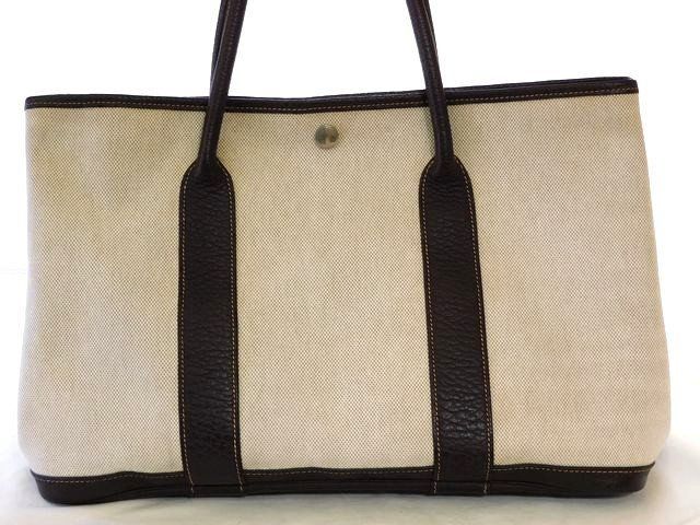 Hermes Tote Garden Party PM Toile Ash Brown Silver