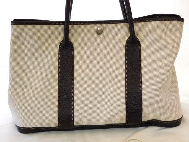 Hermes Tote Garden Party PM Toile Ash Brown Silver — view 2