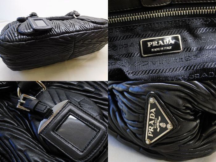 Prada Handbag Leather Color Gathered Black — view 5