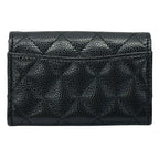 Chanel Card Case Quilted Caviar Leather Black Silver Business Holder Compact — view 2