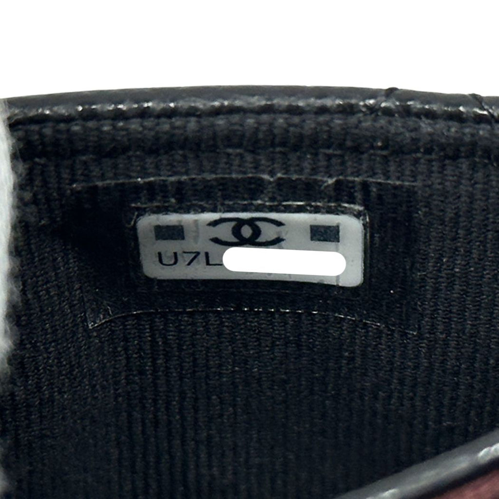 Chanel Card Case Quilted Caviar Leather Black Silver Business Holder Compact — view 6