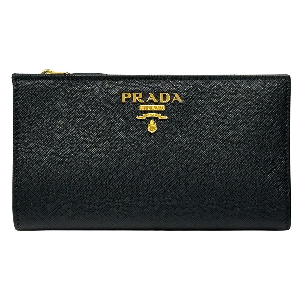 Prada Wallet Saffiano Black Pink Zip Around Adult