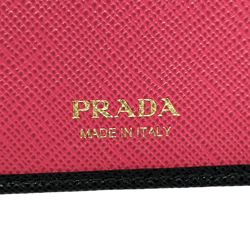 Prada Wallet Saffiano Black Pink Zip Around Adult — view 9