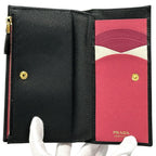Prada Wallet Saffiano Black Pink Zip Around Adult — view 6