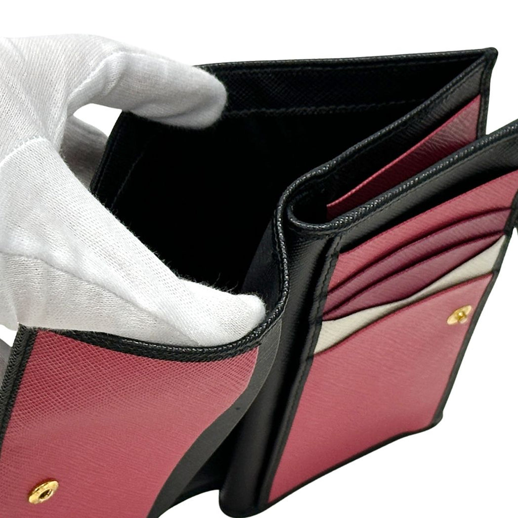 Prada Wallet Saffiano Black Pink Zip Around Adult — view 7