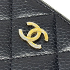 Chanel Wallet Quilted Coin Case Soft Caviar Leather Black Gold Zip Around Small — view 7