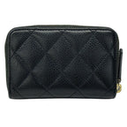 Chanel Wallet Quilted Coin Case Soft Caviar Leather Black Gold Zip Around Small — view 2