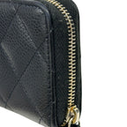 Chanel Wallet Quilted Coin Case Soft Caviar Leather Black Gold Zip Around Small — view 9
