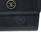 Chanel Wallet Coco Button Bifold Leather Black Simple Adult Logo — view 8