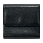 Chanel Wallet Coco Button Bifold Leather Black Simple Adult Logo — view 2