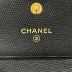 Chanel Wallet Coco Button Bifold Leather Black Simple Adult Logo — view 7